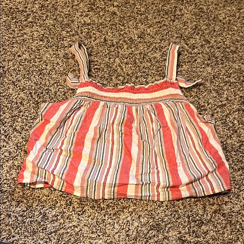 Jolt Red and White Striped Babydoll Crop Top